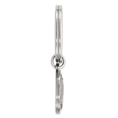 Sterling Silver Rhodium-plated Black Epoxy Bass Fish Keychain