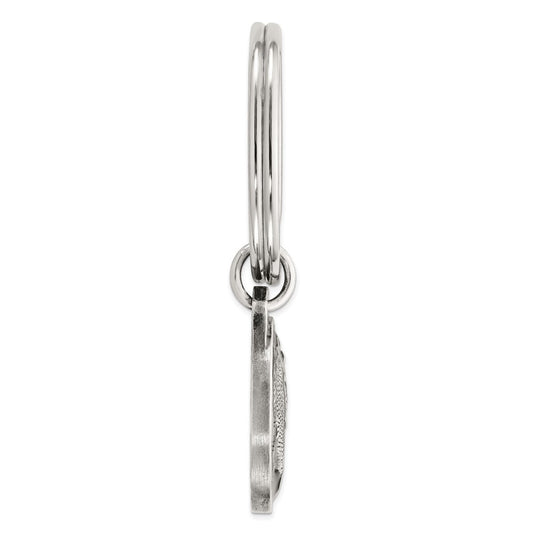 Sterling Silver Rhodium-plated Black Epoxy Bass Fish Keychain