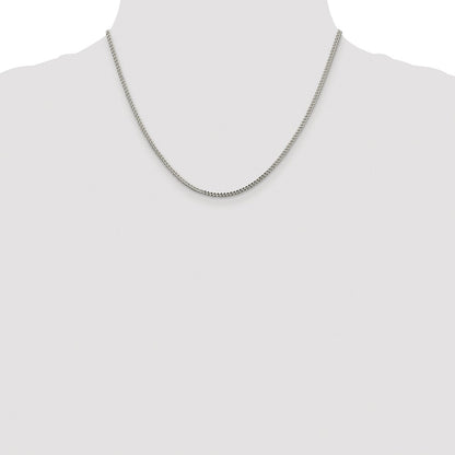 Sterling Silver Rhodium-plated 1.8mm D/C Square Franco Chain
