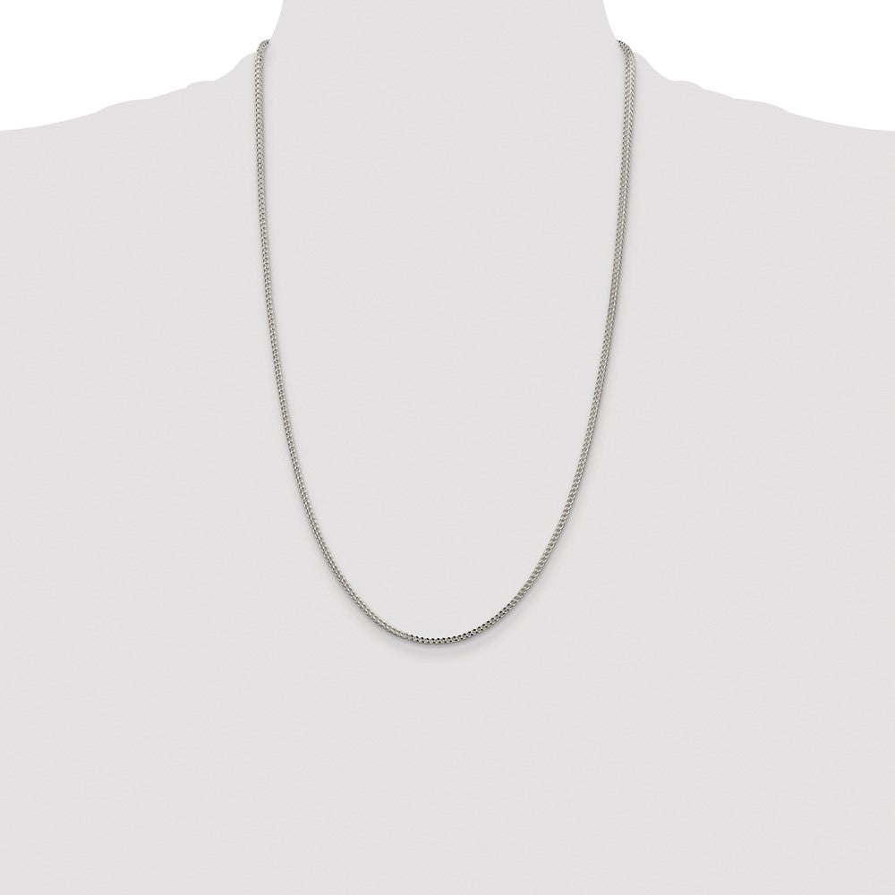 Sterling Silver Rhodium-plated 1.8mm D/C Square Franco Chain