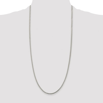 Sterling Silver Rhodium-plated 1.8mm D/C Square Franco Chain