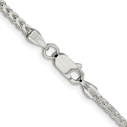 Sterling Silver Rhodium-plated 2.55mm D/C Square Franco Chain