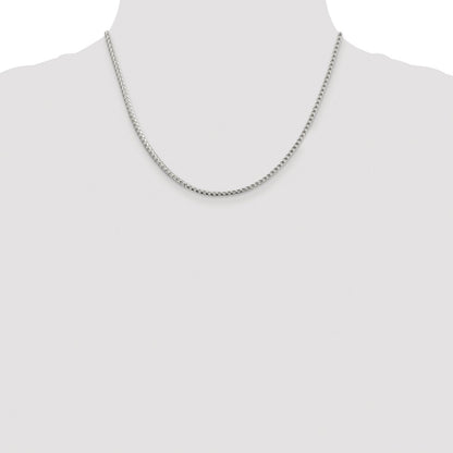 Sterling Silver Rhodium-plated 2.55mm D/C Square Franco Chain