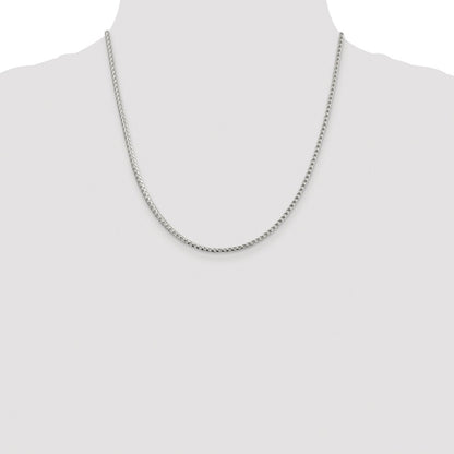 Sterling Silver Rhodium-plated 2.55mm D/C Square Franco Chain