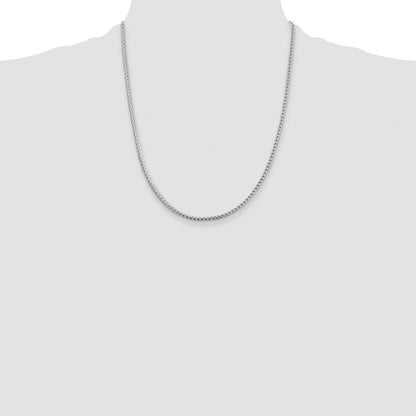 Sterling Silver Rhodium-plated 2.55mm D/C Square Franco Chain