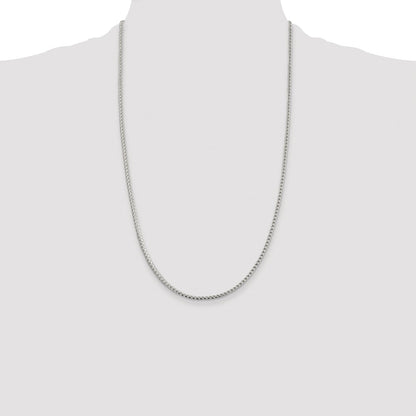 Sterling Silver Rhodium-plated 2.55mm D/C Square Franco Chain
