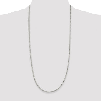 Sterling Silver Rhodium-plated 2.55mm D/C Square Franco Chain
