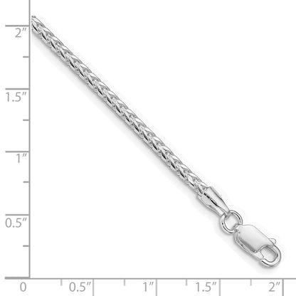 Sterling Silver Rhodium-plated 2.55mm D/C Square Franco Chain