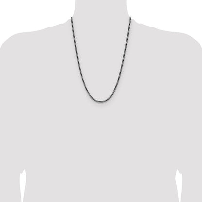 Sterling Silver Antiqued 3.1mm D/C Square Franco Chain