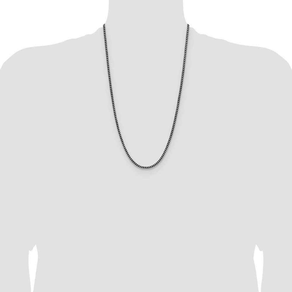 Sterling Silver Antiqued 3.1mm D/C Square Franco Chain