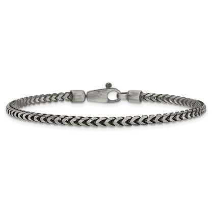 Sterling Silver Antiqued 3.1mm D/C Square Franco Chain