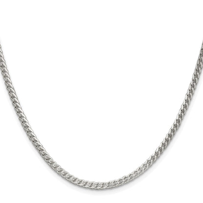 Sterling Silver Rhodium-plated 3mm D/C Square Franco Chain
