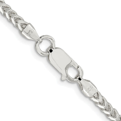 Sterling Silver Rhodium-plated 3mm D/C Square Franco Chain