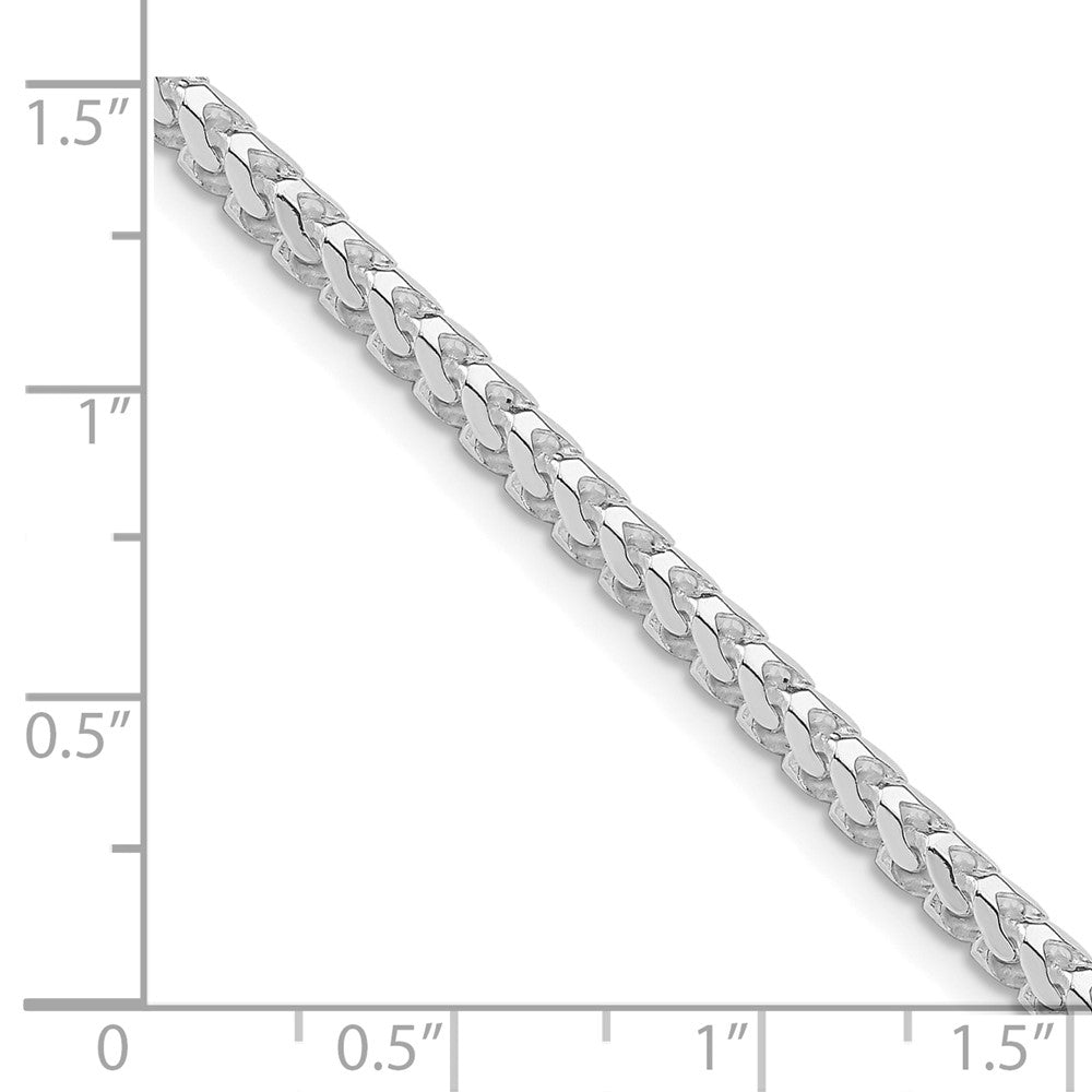 Sterling Silver Rhodium-plated 3mm D/C Square Franco Chain
