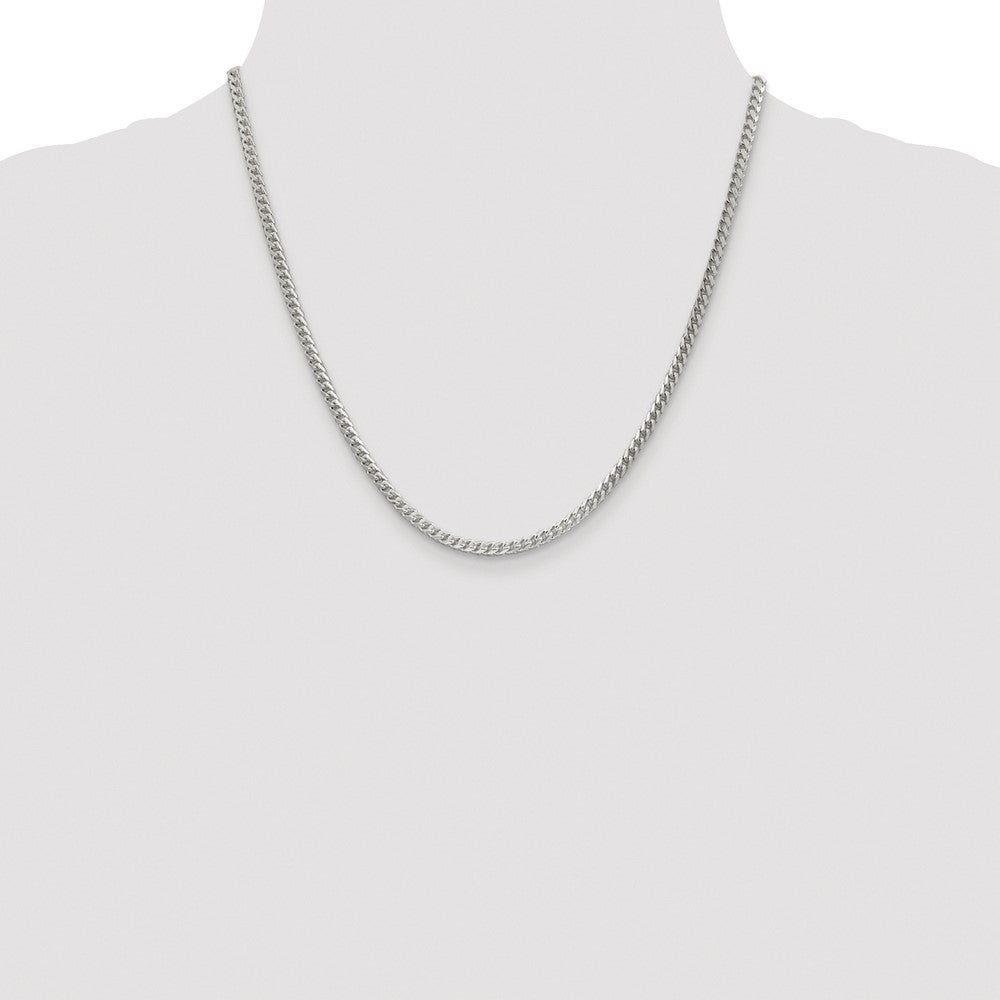 Sterling Silver Rhodium-plated 3mm D/C Square Franco Chain