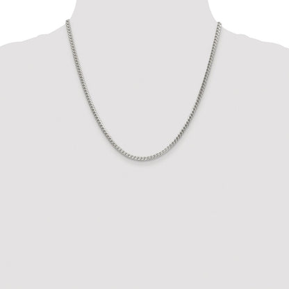 Sterling Silver Rhodium-plated 3mm D/C Square Franco Chain