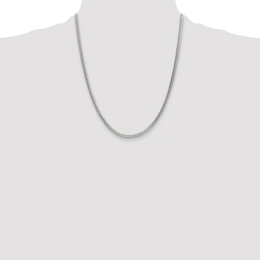 Sterling Silver Rhodium-plated 3mm D/C Square Franco Chain