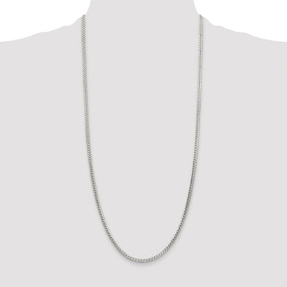 Sterling Silver Rhodium-plated 3mm D/C Square Franco Chain