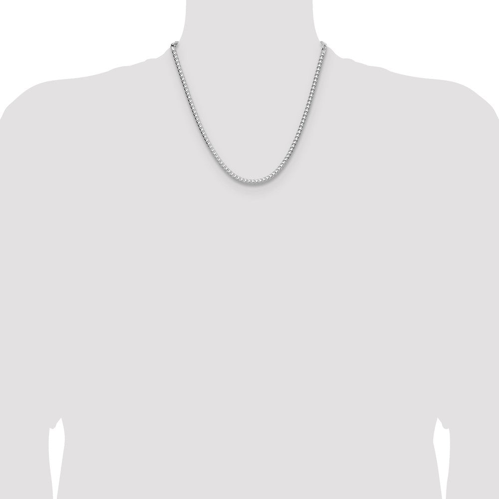 Sterling Silver Rhodium-plated 3.5.0mm D/C Square Franco Chain