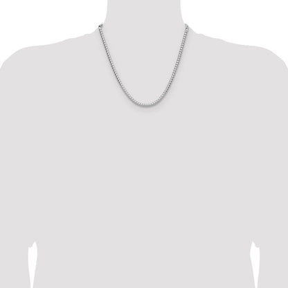 Sterling Silver Rhodium-plated 3.5.0mm D/C Square Franco Chain