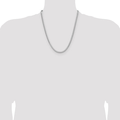 Sterling Silver Rhodium-plated 3.5.0mm D/C Square Franco Chain