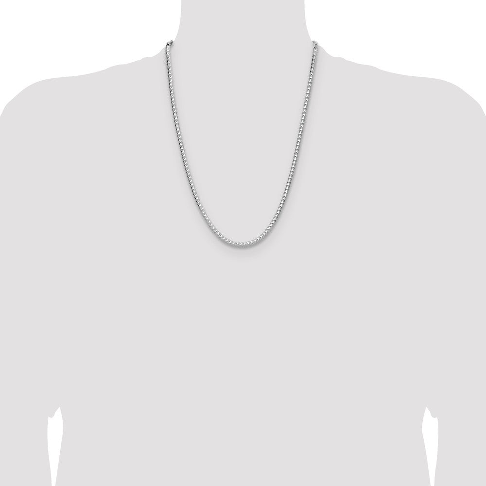 Sterling Silver Rhodium-plated 3.5.0mm D/C Square Franco Chain