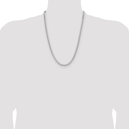 Sterling Silver Rhodium-plated 3.5.0mm D/C Square Franco Chain