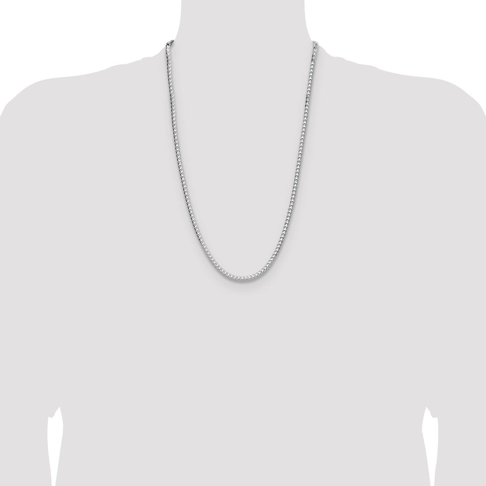 Sterling Silver Rhodium-plated 3.5.0mm D/C Square Franco Chain