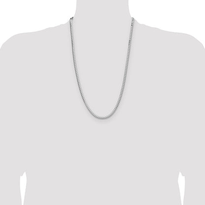 Sterling Silver Rhodium-plated 3.5.0mm D/C Square Franco Chain