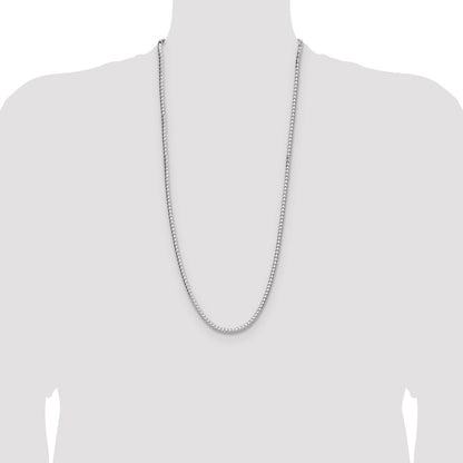 Sterling Silver Rhodium-plated 3.5.0mm D/C Square Franco Chain