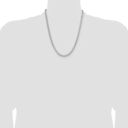 Sterling Silver Rhodium-plated 4mm D/C Square Franco Chain