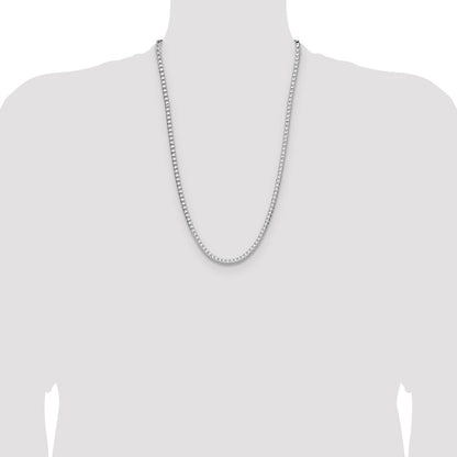 Sterling Silver Rhodium-plated 4mm D/C Square Franco Chain