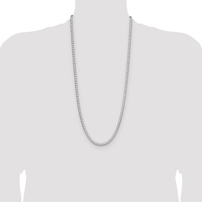 Sterling Silver Rhodium-plated 4mm D/C Square Franco Chain