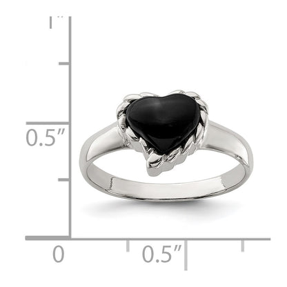 Sterling Silver Onyx Heart Ring