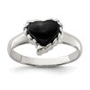 Sterling Silver Onyx Heart Ring