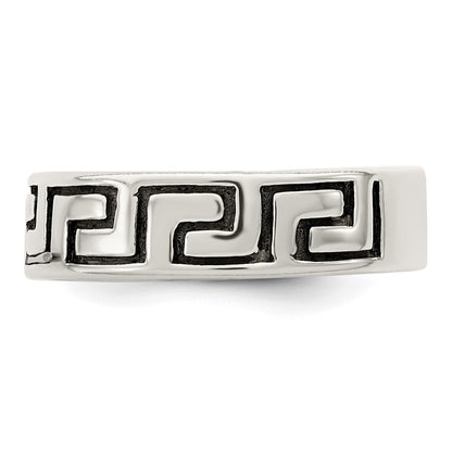 Sterling Silver Antiqued Greek Key Ring