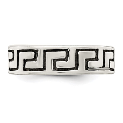 Sterling Silver Antiqued Greek Key Ring