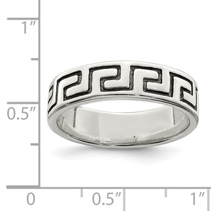 Sterling Silver Antiqued Greek Key Ring