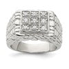 Sterling Silver Rhodium-plated Men's CZ Ring
