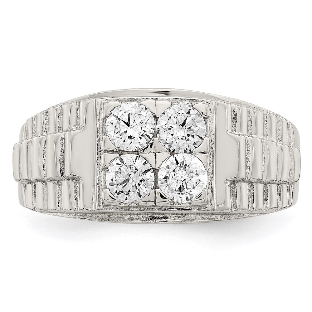 Sterling Silver Rhodium-plated CZ Fashion Ring