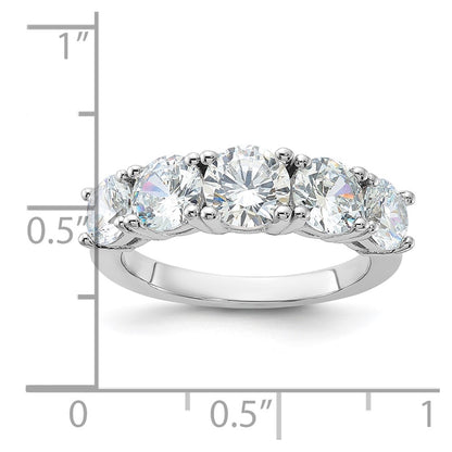 Sterling Silver Rhodium-plated CZ 5-Stone Ring