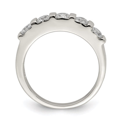 Sterling Silver Rhodium-plated CZ 5-Stone Ring