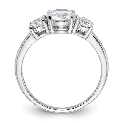 Sterling Silver Rhodium-plated 3 Stone CZ Ring