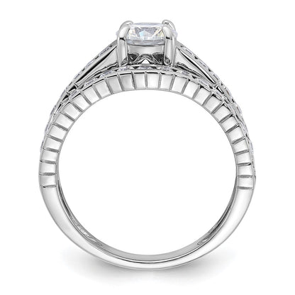 Sterling Silver Rhodium-plated 2-Piece CZ Size 7 Wedding Set Ring