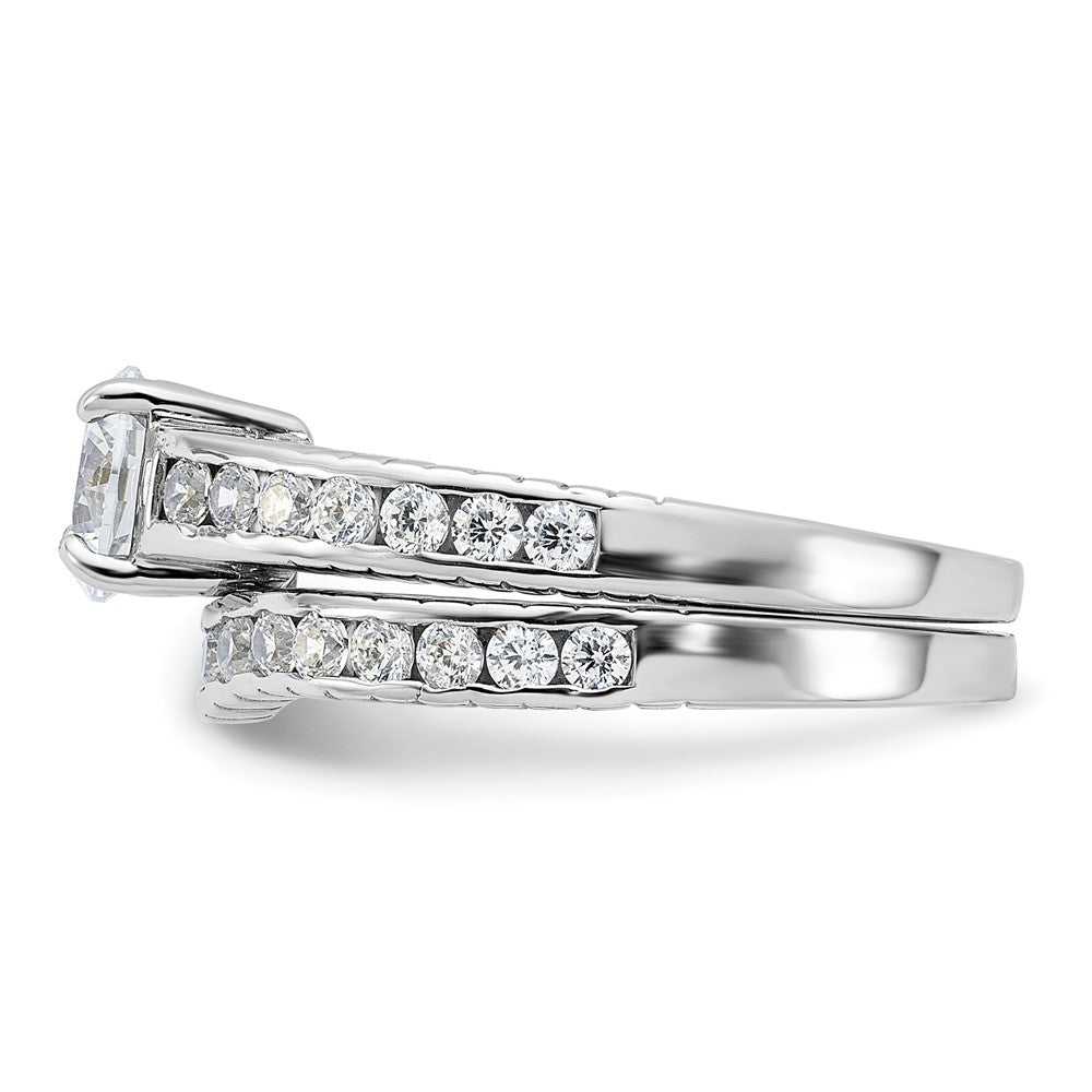 Sterling Silver Rhodium-plated 2-Piece CZ Size 7 Wedding Set Ring