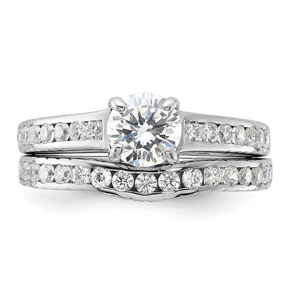 Sterling Silver Rhodium-plated 2-Piece CZ Size 8 Wedding Set Ring