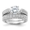 Sterling Silver Rhodium-plated 2-Piece CZ Wedding Set Ring