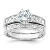 Sterling Silver Rhodium-plated CZ 2 Piece Wedding Ring Set
