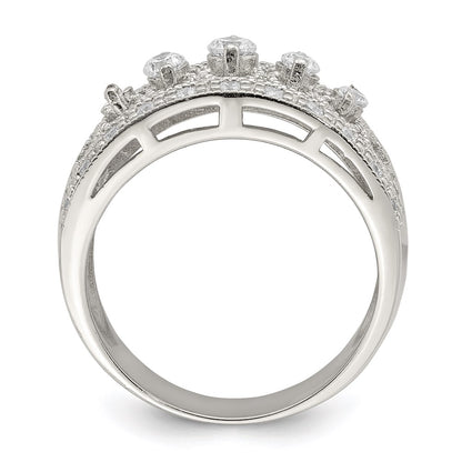 Sterling Silver Rhodium-plated Polished CZ Vintage Ring
