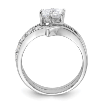 Sterling Silver Rhodium-plated 2-piece CZ Wedding Ring Set